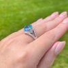 Rings | Womens 9ct White Gold Diamond & Blue Topaz Ring 9ct White Gold Rings