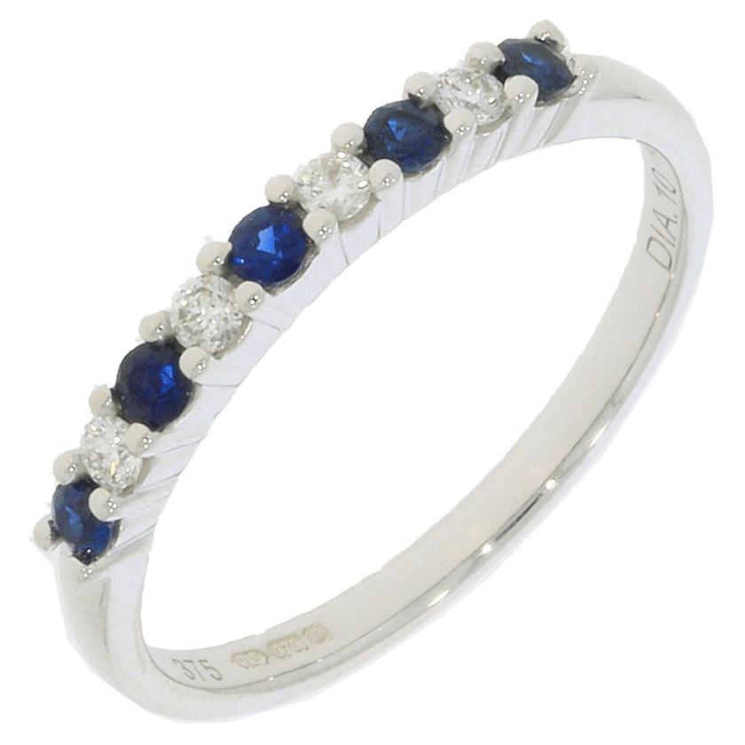 Rings | Womens 9ct White Gold Sapphire & Diamond Eternity Ring – Size ‘N’ 9ct White Gold Rings