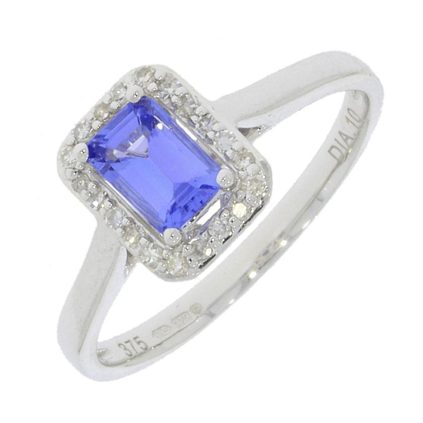 Rings | Womens 9ct White Gold Tanzanite & Diamond Ring 9ct White Gold Rings