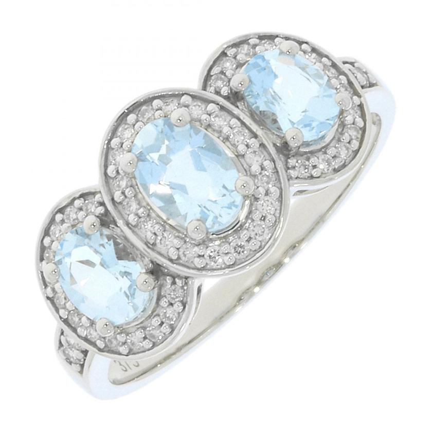 Rings | Womens 9ct White Gold Three Stone Aquamarine Ring 9ct White Gold Rings