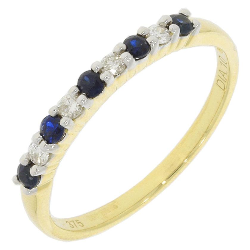 Rings | Womens 9ct Yellow Gold Sapphire & Diamond Eternity Ring – Size ‘N’ 9ct Yellow Gold Rings