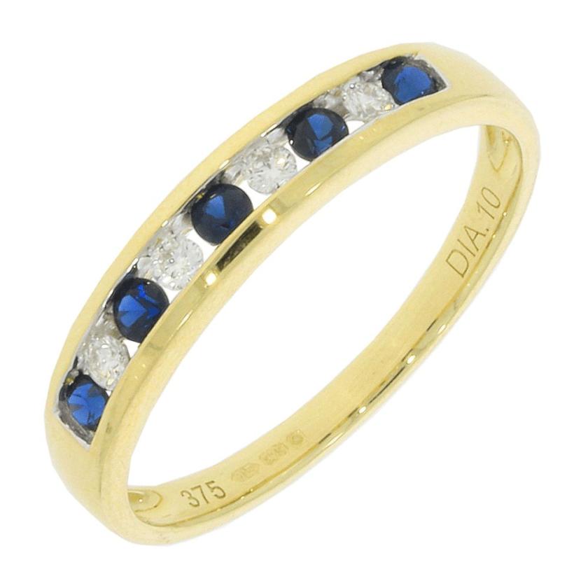 Rings | Womens 9ct Yellow Gold Sapphire & Diamond Eternity Ring 9ct Yellow Gold Rings