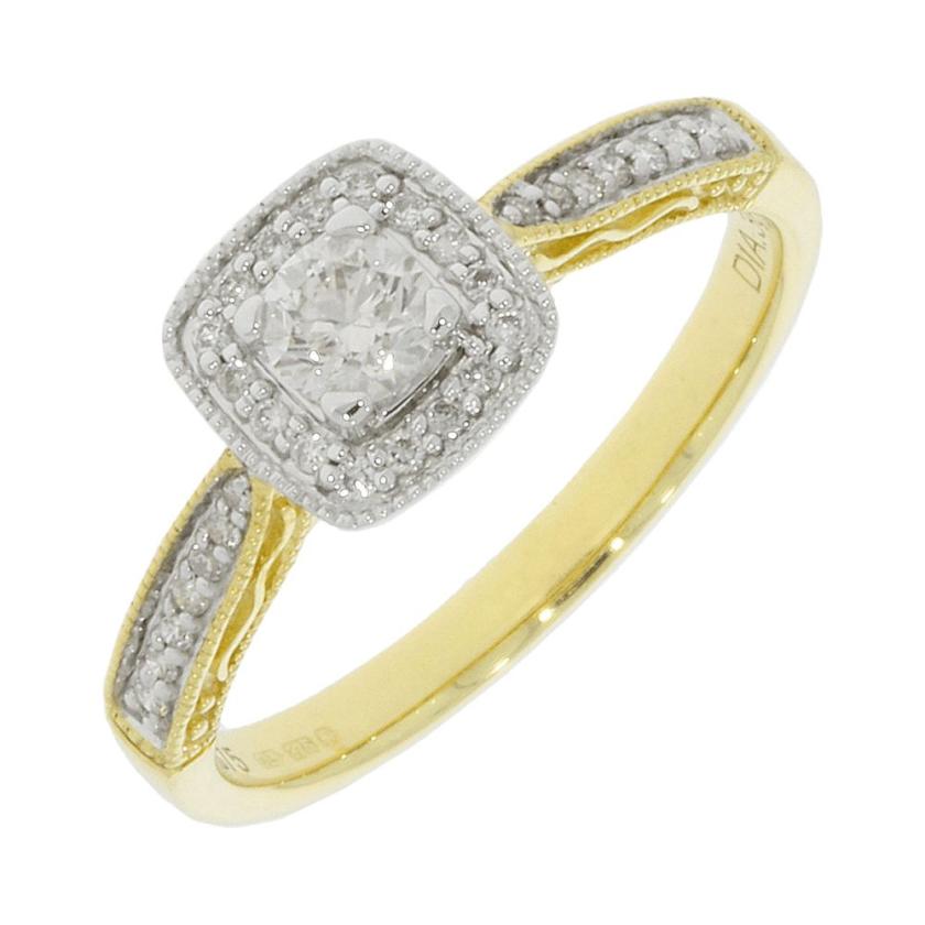 Rings | Womens 9ct Yellow Gold Square Diamond Cluster Ring – Size ‘O’ 9ct Yellow Gold Rings