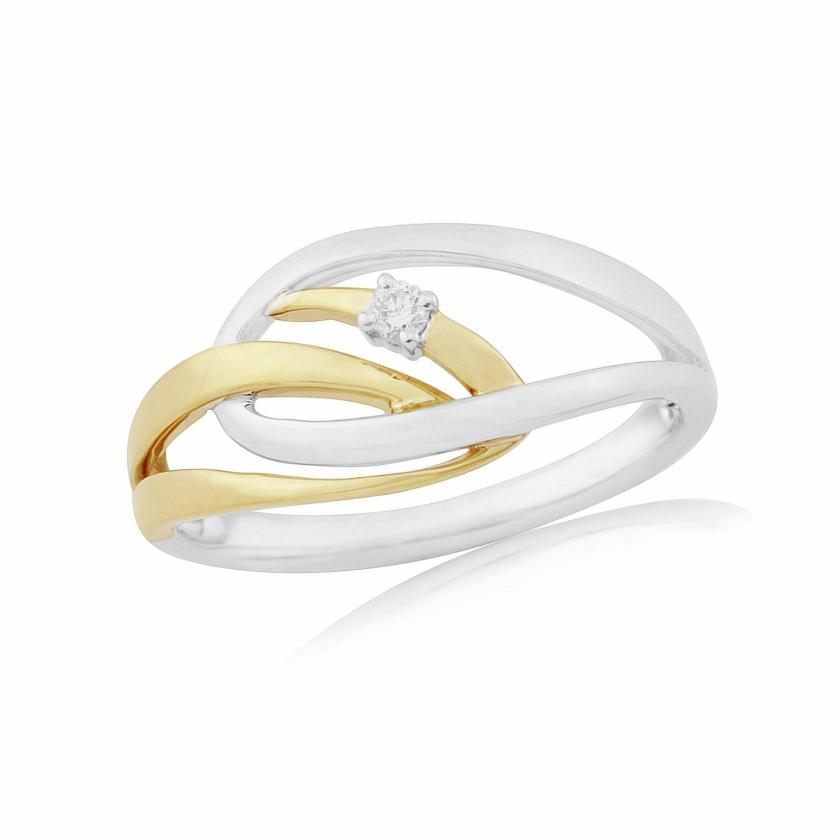 Rings | Womens 9ct Yellow & White Gold Diamond Cosmos Ring 9ct White Gold Rings