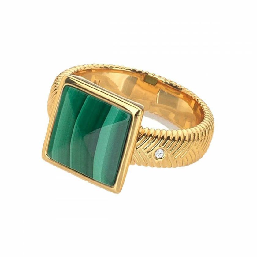 Rings | Womens Jac Jossa x Revive Gold Plated Malachite Ring Jewellery Type Rings