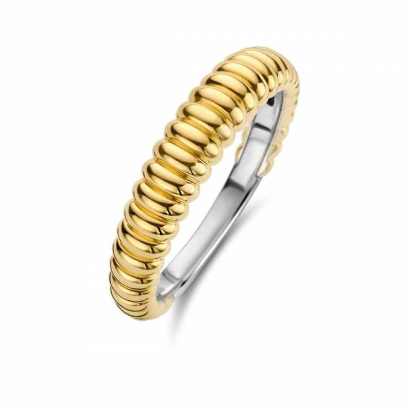 Rings | Womens Ladies Iconic Ribbed Gold Plated Structured Band Ring Jewellery Type Rings