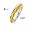 Rings | Womens Ladies Iconic Ribbed Gold Plated Structured Band Ring Jewellery Type Rings