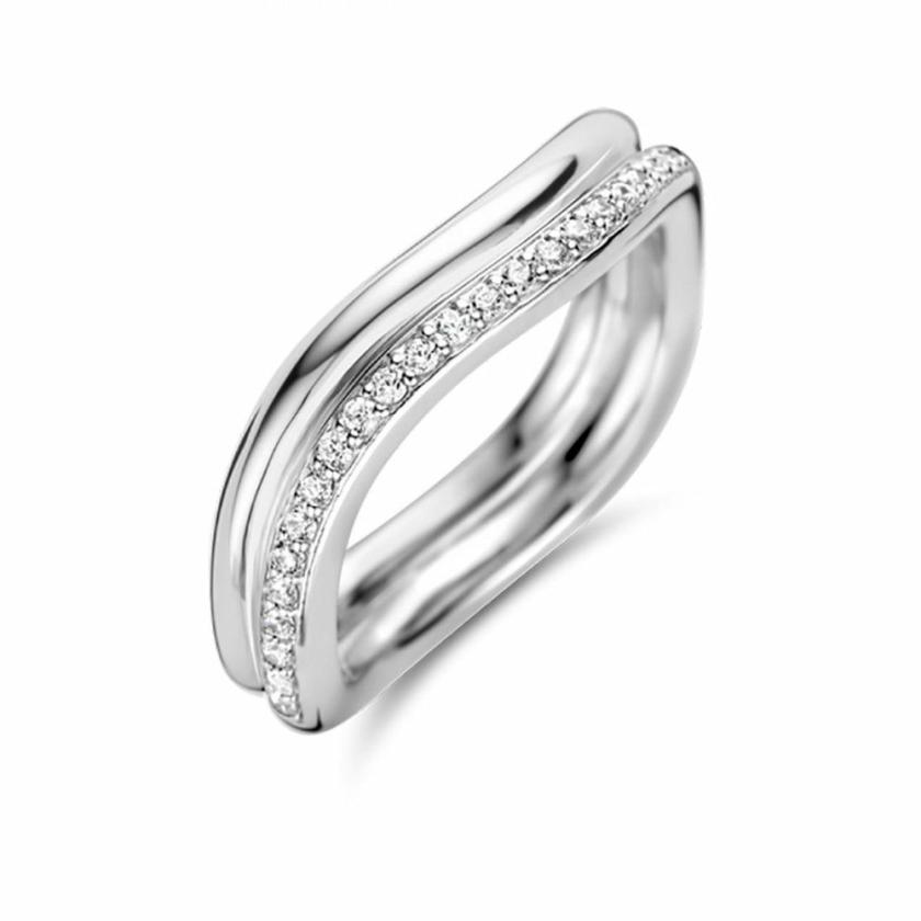 Rings | Womens Ladies Rhodium Plated 2 Band Silver Milano Ring Jewellery Type Rings