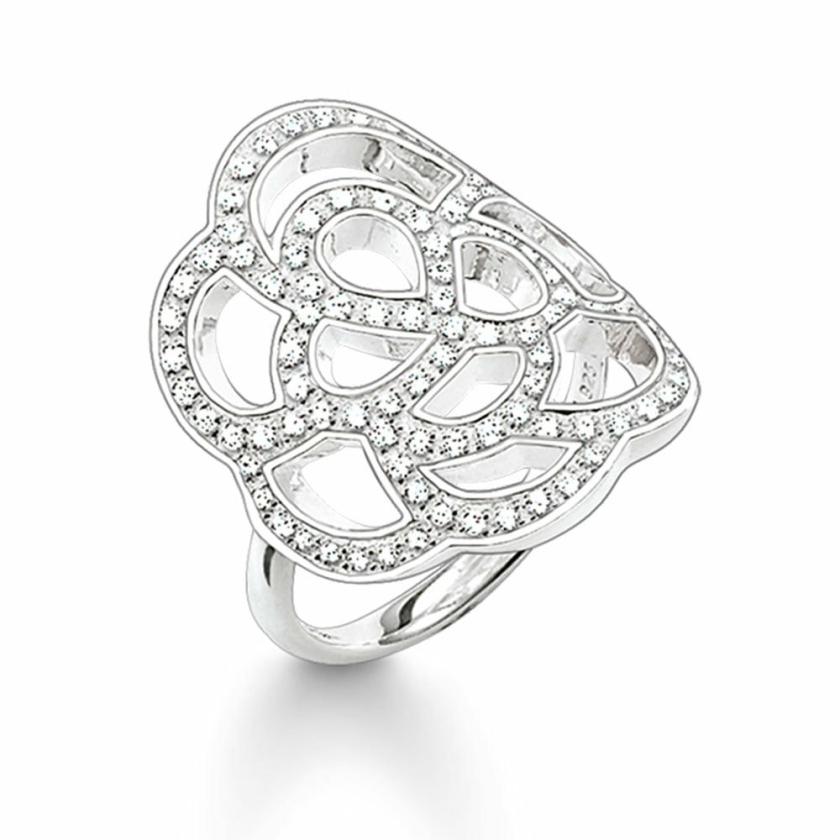 Rings | Womens Silver Pave Open Flower Ring Jewellery Type Rings