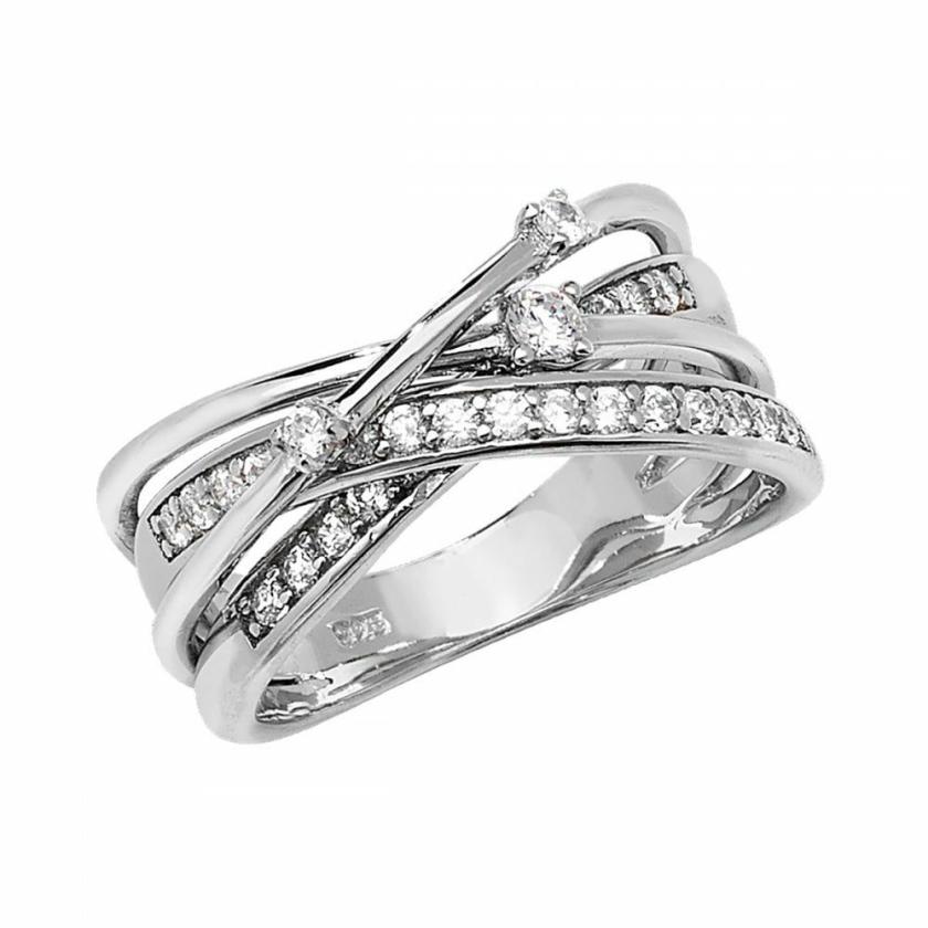 Rings | Womens Silver Stone Set Cross Over Ring Jewellery Type Rings