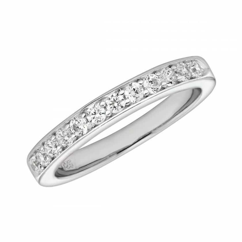 Rings | Womens Silver Stone Set Half Eternity Band Jewellery Type Rings