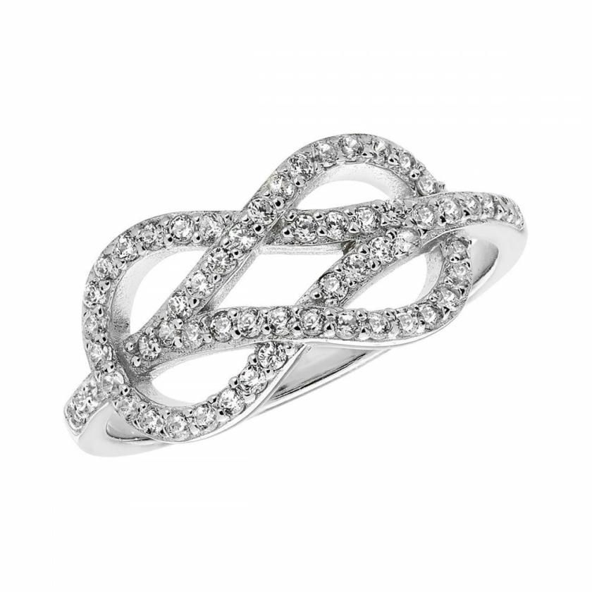 Rings | Womens Silver Stone Set Knotted Ring Jewellery Type Rings