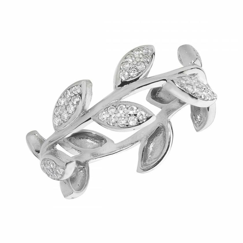 Rings | Womens Silver Stone Set Leaf Vine Ring Jewellery Type Rings