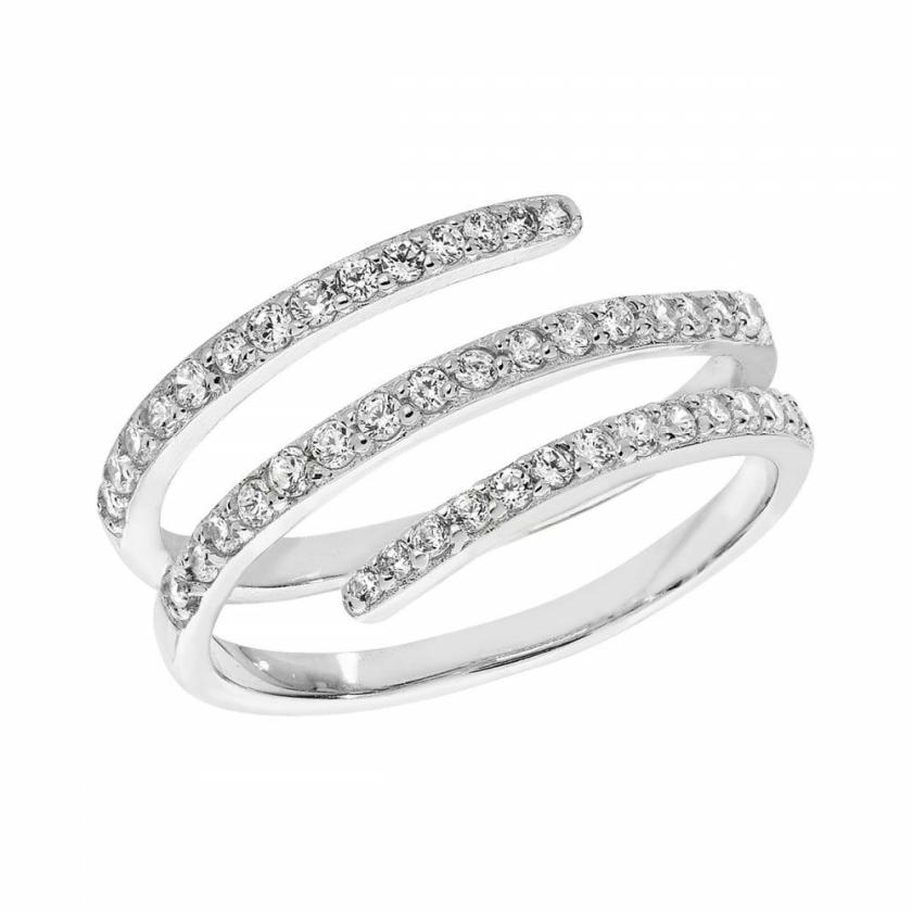 Rings | Womens Silver Stone Set Open Line Ring Jewellery Type Rings