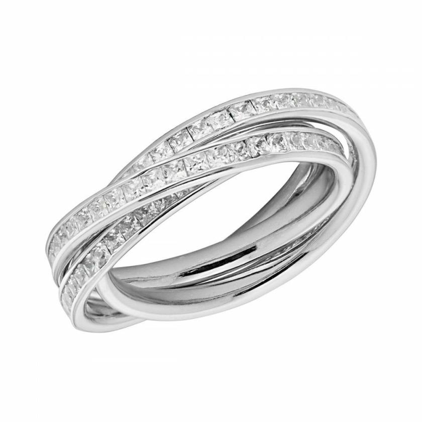 Rings | Womens Silver Stone Set Russian Link Ring Jewellery Type Rings