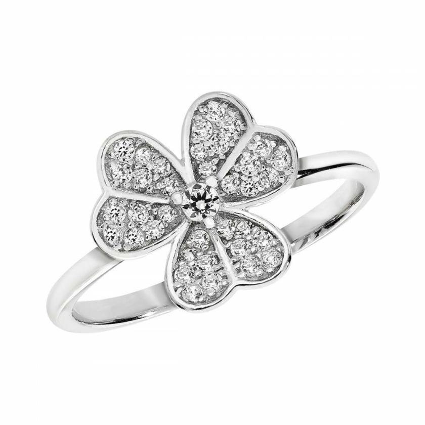 Rings | Womens Silver Stone Set Shamrock Ring Jewellery Type Rings