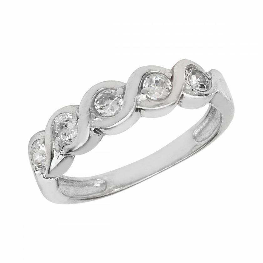 Rings | Womens Silver Stone Set Waved Ring Jewellery Type Rings