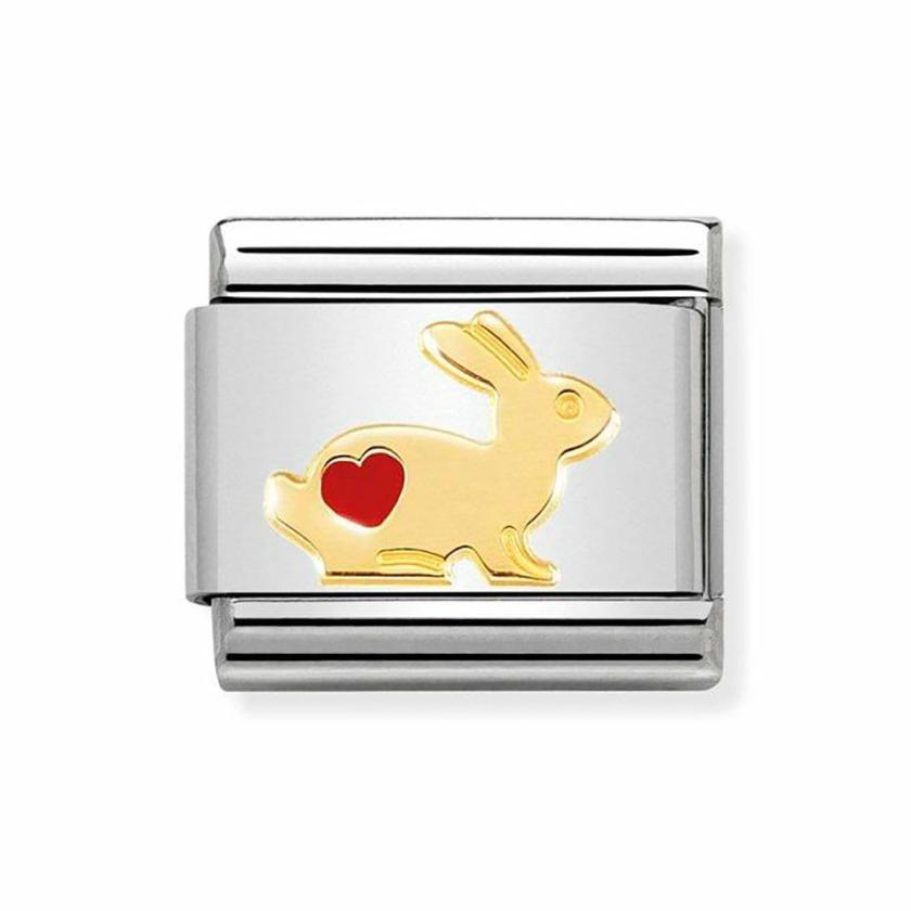 Beads & Charms | Womens CLASSIC Gold Rabbit with Heart Charm 18ct Yellow Gold Beads & Charms