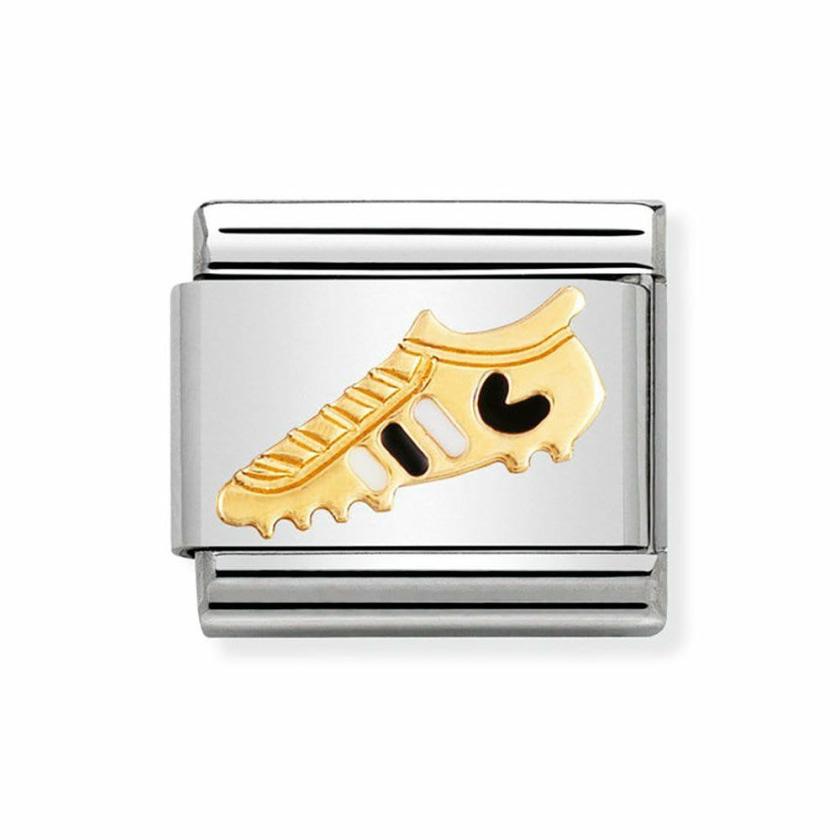 Beads & Charms | Womens CLASSIC Gold White & Black Football Boot Charm 18ct Yellow Gold Beads & Charms