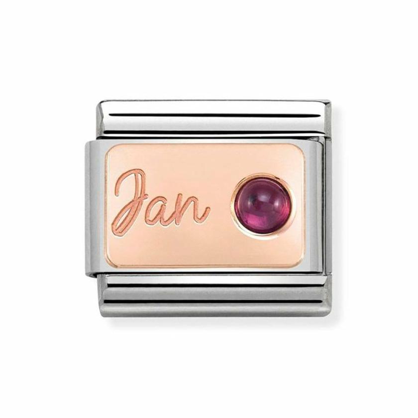 Beads & Charms | Womens CLASSIC Rose January Garnet Charm 9ct Rose Gold Beads & Charms