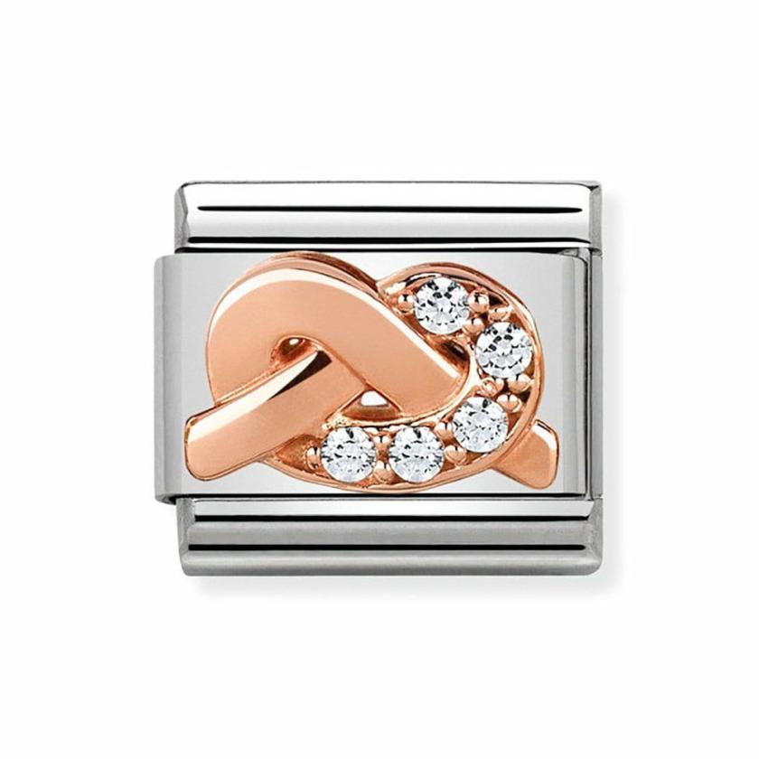 Beads & Charms | Womens CLASSIC Rose White Knot Charm 9ct Rose Gold Beads & Charms